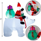 1,80 m aufblasbarer Weihnachtsmann mit Eisbär und Tannenbaum