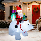 1,80 m aufblasbarer Weihnachtsmann mit Eisbär und Tannenbaum