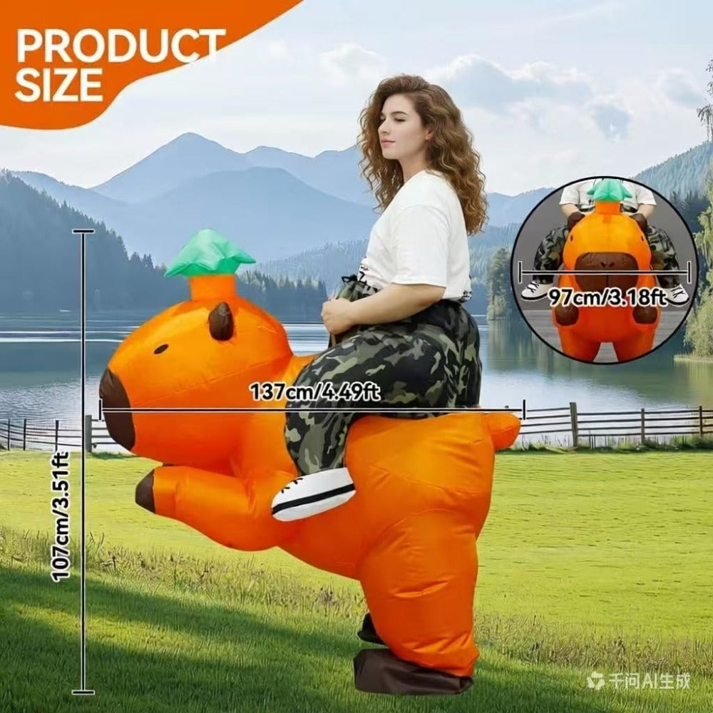 Capybara Costume for Adult, Funny Inflatable Ride On Capybara Costume Blow up Suits for Party Cosplay Halloween Costumes