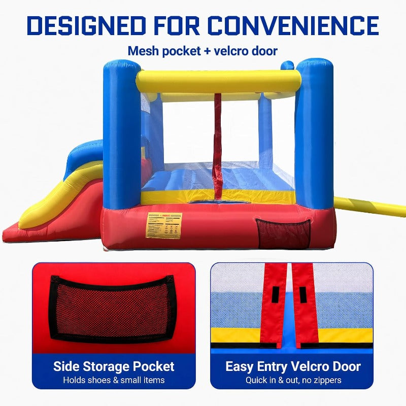 12FT Inflatable Bounce House with Double Slides & Basketball Hoop