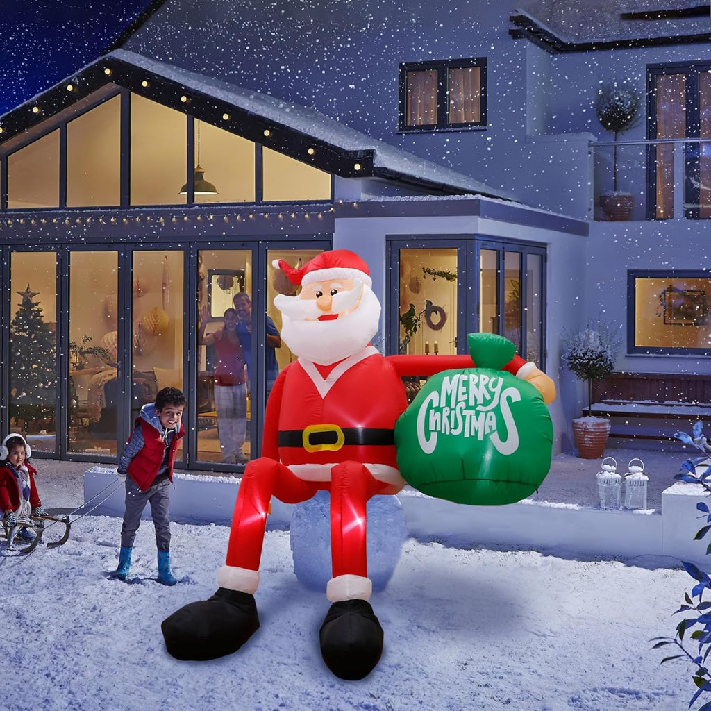8FT Christmas Inflatable Climbing Santa with Built-in LED Lights, Large Outdoor Christmas Yard Decoration, Blow Up Holiday Decor for Indoor Outdoor Lawn Garden Party