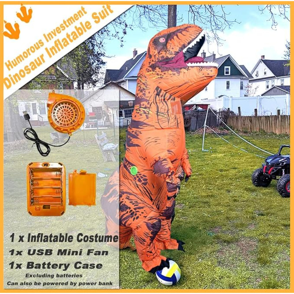 Inflatable Dinosaur Costume for Adults, Funny T-Rex Blow Up Costume for Halloween, Cosplay, Party, Parade, Carnival Dress Up Outfit