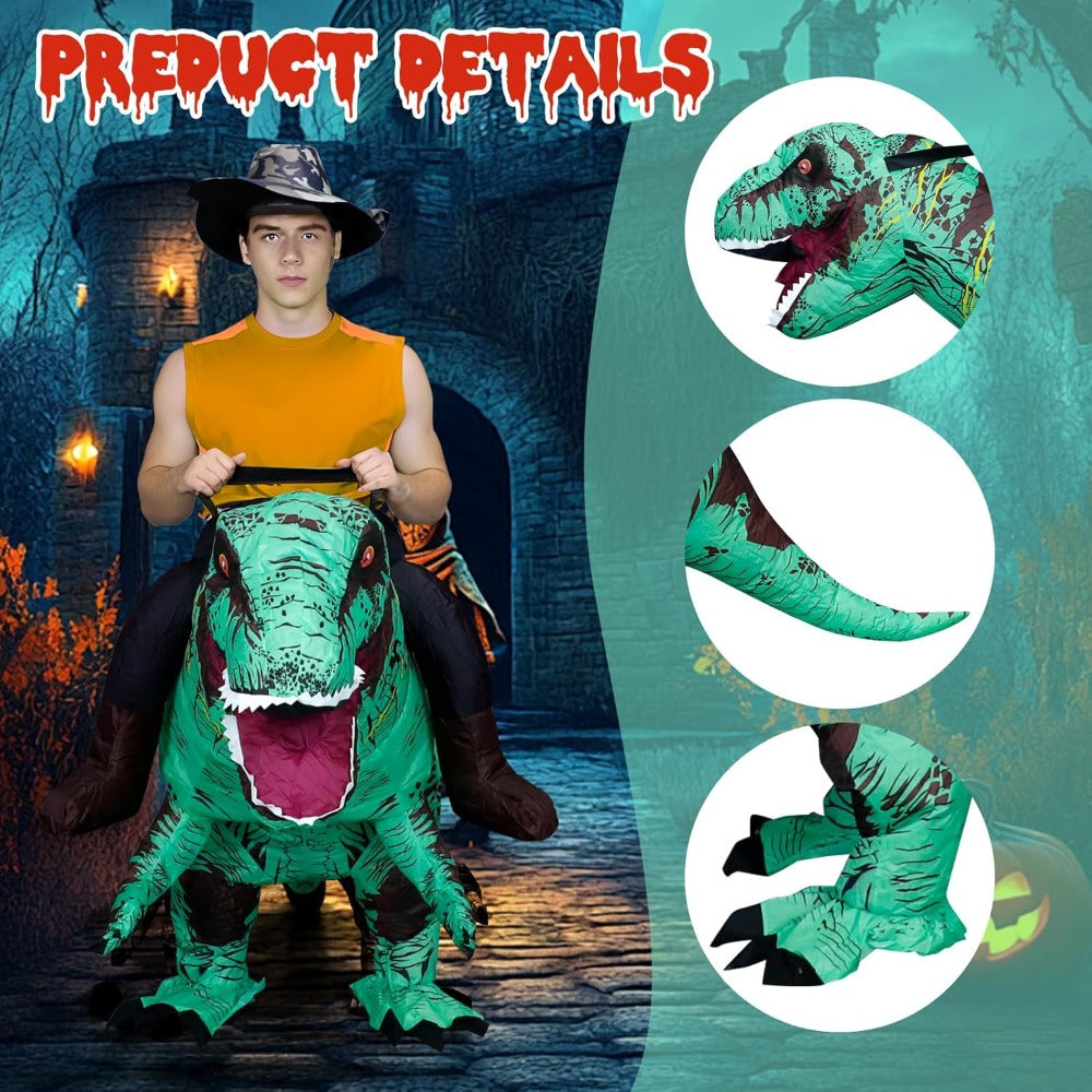 Inflatable Dinosaur Costumes for Adult T-REX Ride on Halloween Costume Funny Dino Blow up Costume