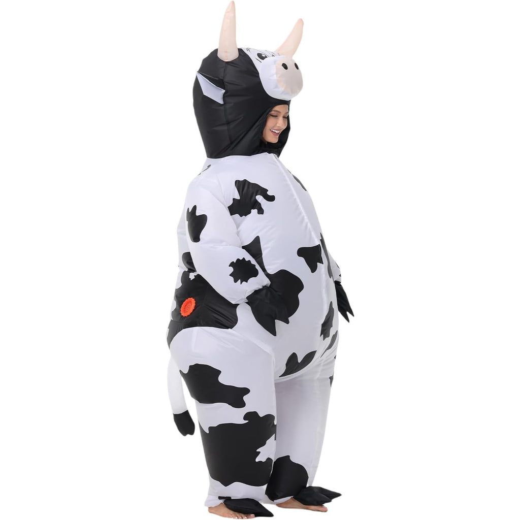 Inflatable Cow Costume, Funny Blow Up Animal Suit for Adults, Halloween Cosplay Outfit for Party, Parade, Carnival, Festival Dress Up