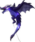 Halloween Hanging Inflatable Fire Dragon Decor, Made of Thick Waterproof Polyester with Warm White LED Lights, Blow Up Flying Dragon for Indoor Outdoor Party Yard Decoration