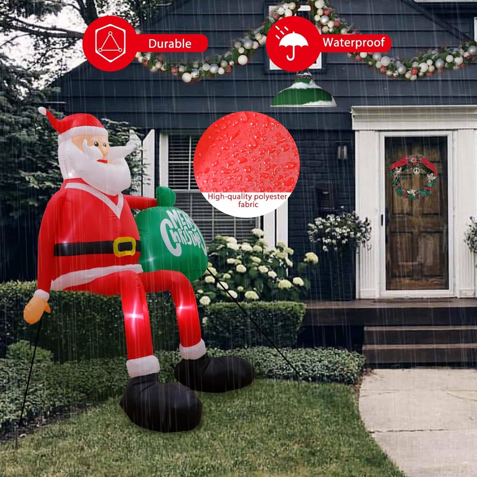 8FT Christmas Inflatable Climbing Santa with Built-in LED Lights, Large Outdoor Christmas Yard Decoration, Blow Up Holiday Decor for Indoor Outdoor Lawn Garden Party