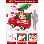 8 Fuß großer, aufblasbarer Weihnachts-LKW mit Weihnachtsmann, Schneemann, Rentier und Weihnachtsbaum