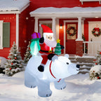 1,80 m aufblasbarer Weihnachtsmann mit Eisbär und Tannenbaum