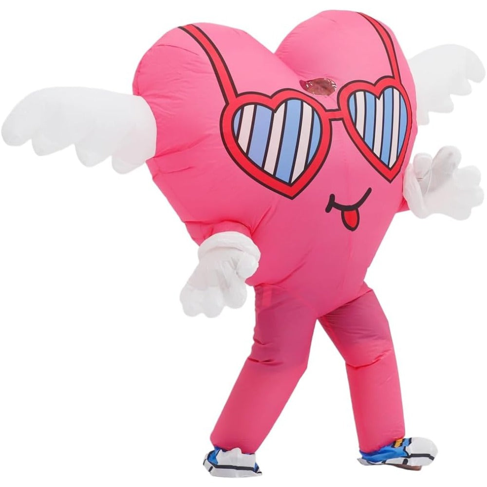 Inflatable Love Heart Costume with Wings for Adults, Funny Blow Up Angel Wing Love Costume for Valentine's Day, Proposal,Party to express LOVE