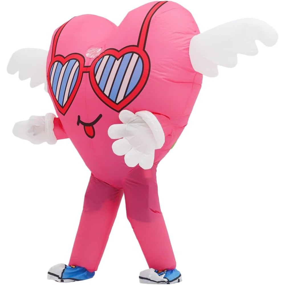 Inflatable Love Heart Costume with Wings for Adults, Funny Blow Up Angel Wing Love Costume for Valentine's Day, Proposal,Party to express LOVE