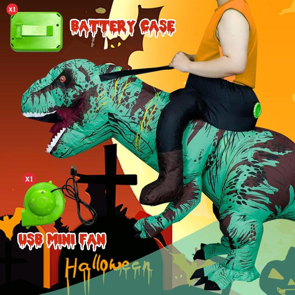 Inflatable Dinosaur Costumes for Adult T-REX Ride on Halloween Costume Funny Dino Blow up Costume