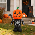 4FT Halloween Inflatable Skull Pumpkin Decoration with LED Lights