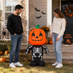4FT Halloween Inflatable Skull Pumpkin Decoration with LED Lights