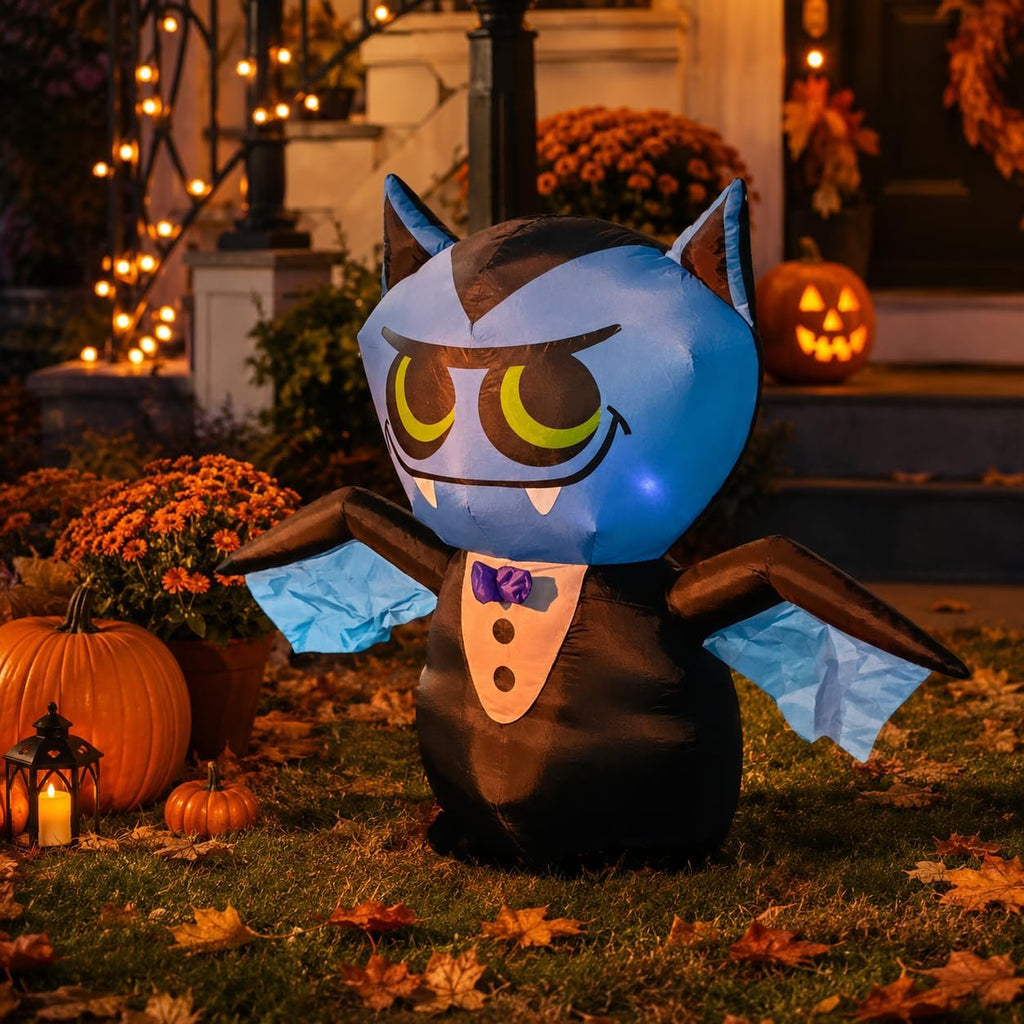 4FT Halloween Inflatable Vampire Bat Decoration with LED Lights