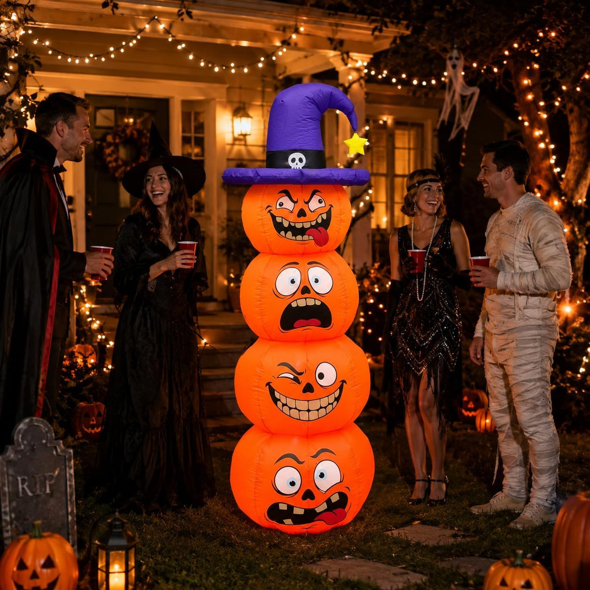 183 cm aufblasbare Halloween-Kürbisstapel