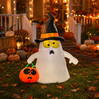 4FT Halloween Inflatable Ghost Holding Pumpkin Lantern with LED Lights