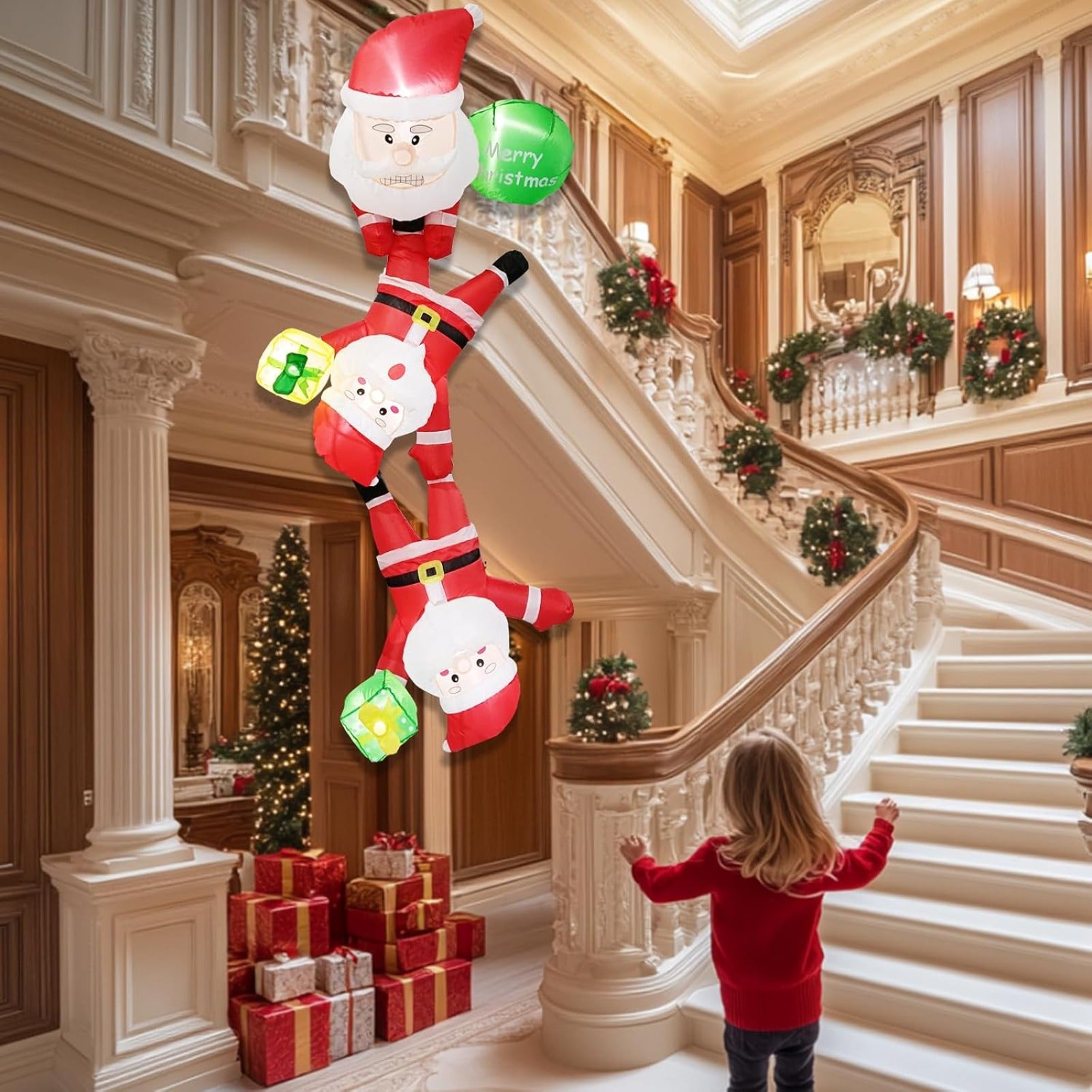 8FT Long Christmas Inflatable Decoration with Built-in LED Lights, Large Blow Up Holiday Yard Decor for Indoor Outdoor Lawn Garden Christmas Party
