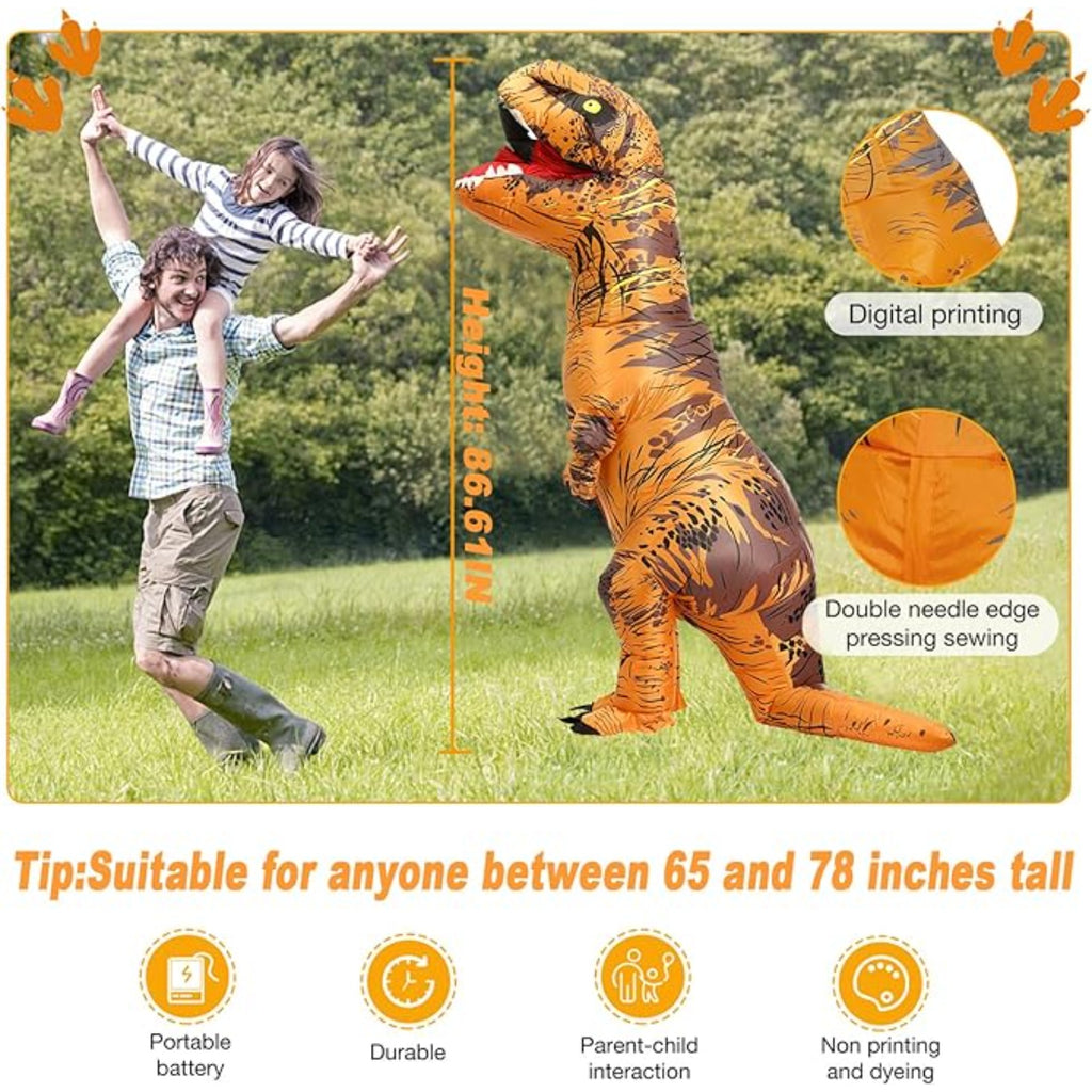 Inflatable Dinosaur Costume for Adults, Funny T-Rex Blow Up Costume for Halloween, Cosplay, Party, Parade, Carnival Dress Up Outfit