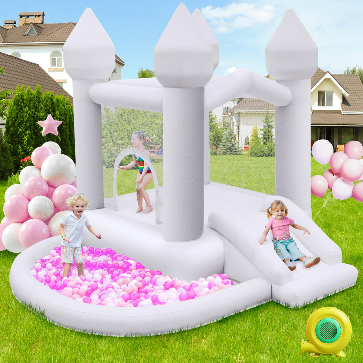 Indoor & Outdoor Bounce House with Big Ball Pit for Wedding Party Kids Birthday Party