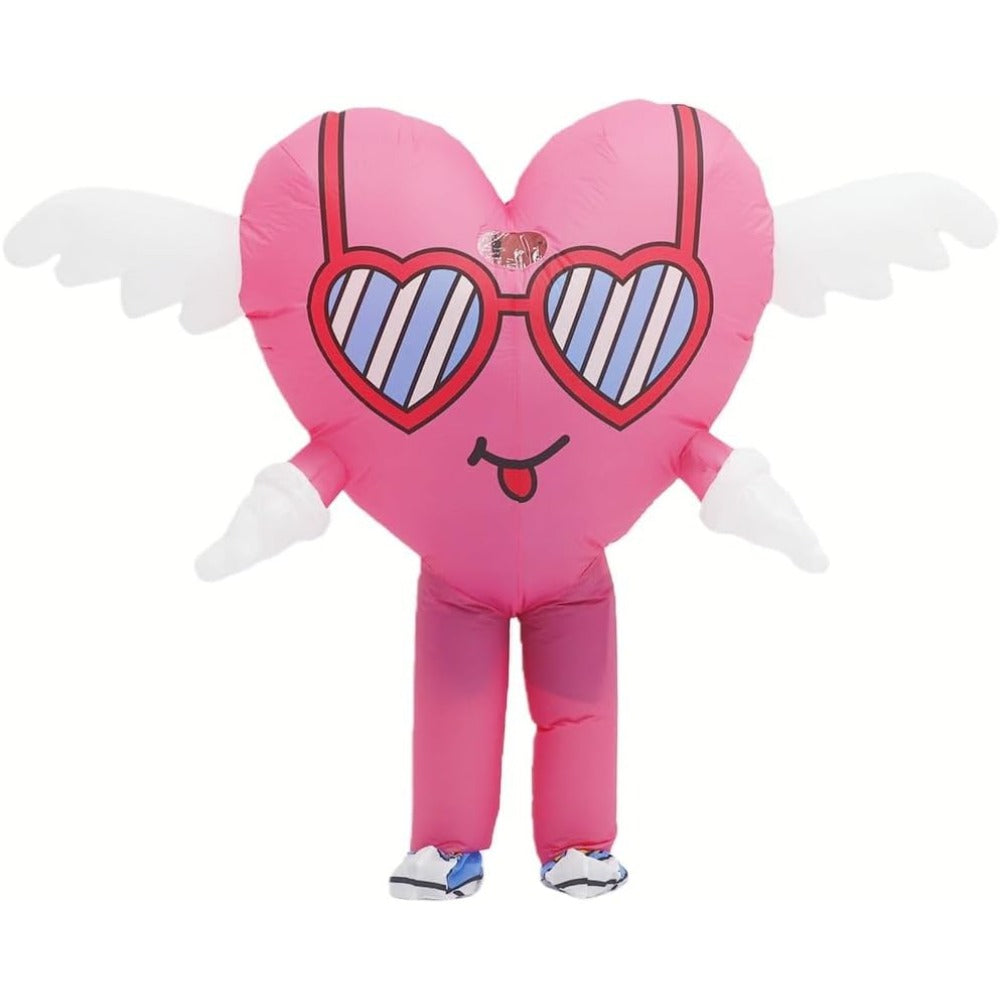 Inflatable Love Heart Costume with Wings for Adults, Funny Blow Up Angel Wing Love Costume for Valentine's Day, Proposal,Party to express LOVE