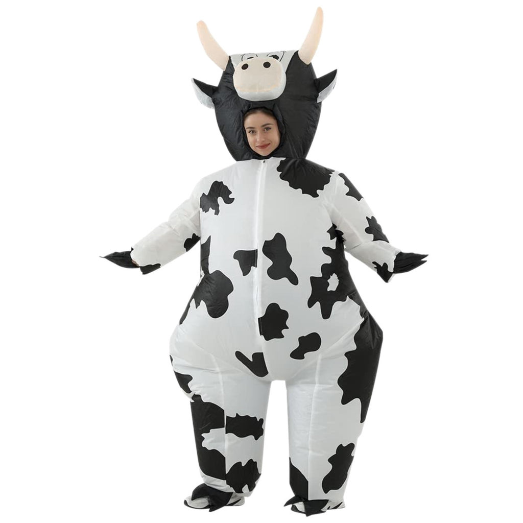 Inflatable Cow Costume, Funny Blow Up Animal Suit for Adults, Halloween Cosplay Outfit for Party, Parade, Carnival, Festival Dress Up