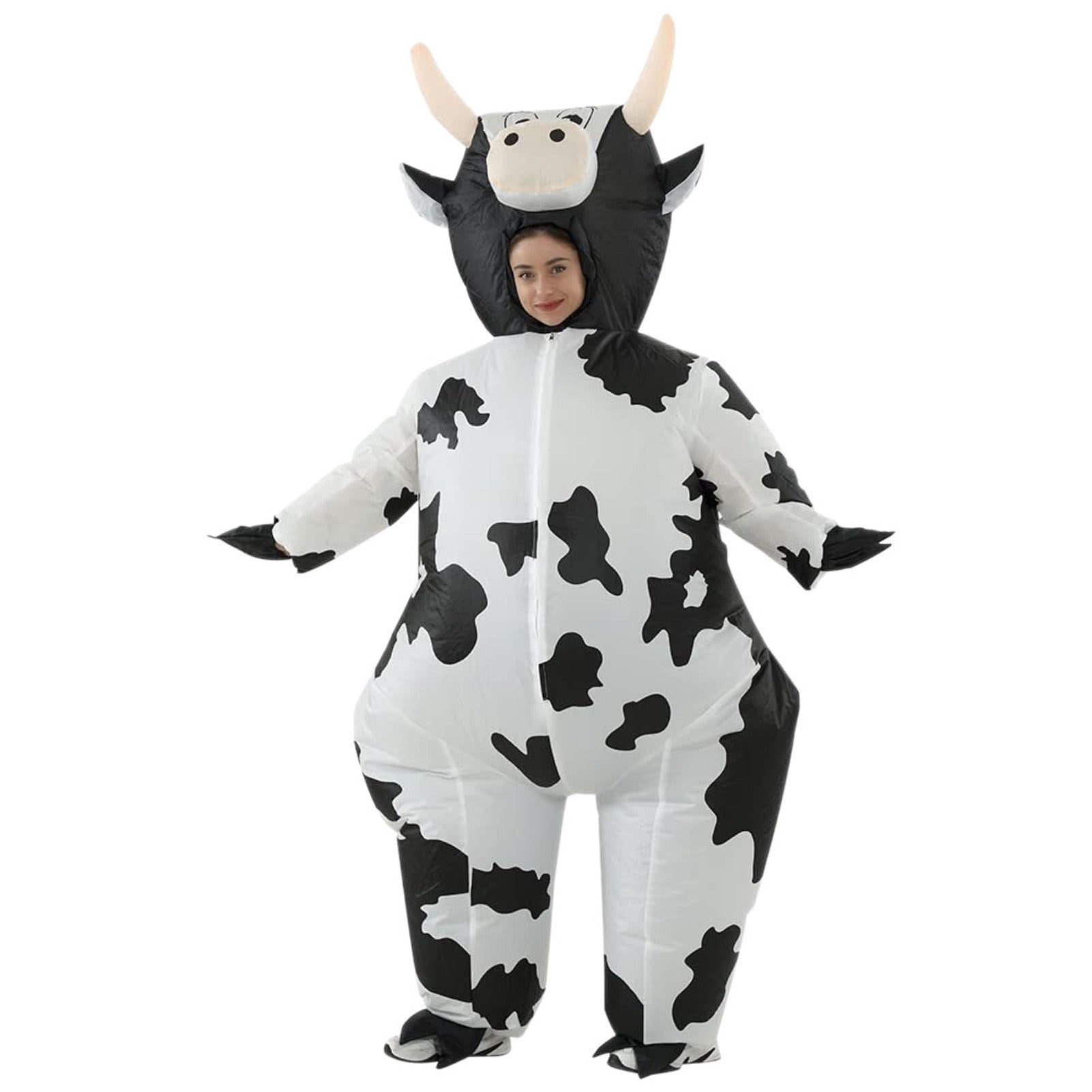 Inflatable Cow Costume, Funny Blow Up Animal Suit for Adults, Halloween Cosplay Outfit for Party, Parade, Carnival, Festival Dress Up