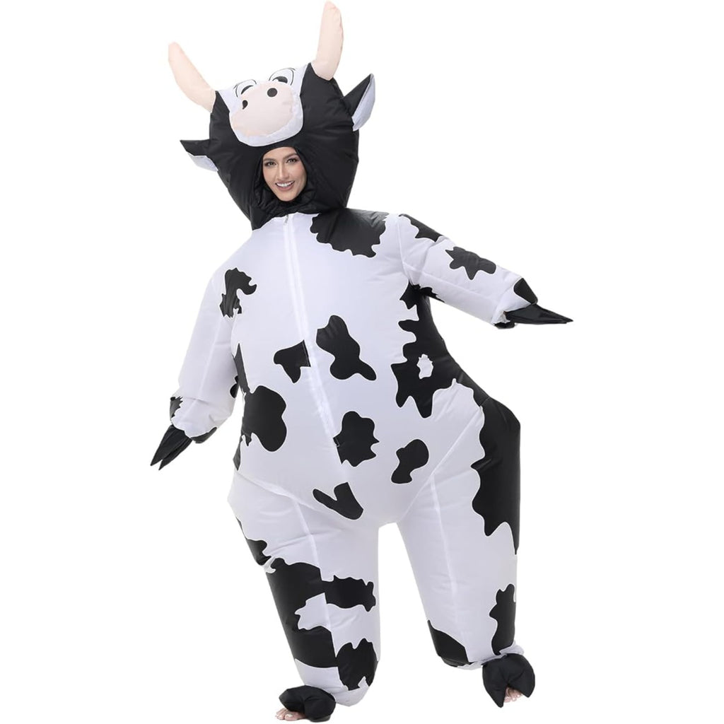 Inflatable Cow Costume, Funny Blow Up Animal Suit for Adults, Halloween Cosplay Outfit for Party, Parade, Carnival, Festival Dress Up