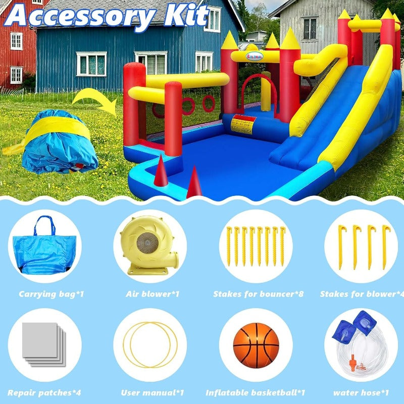 Bounce House, Inflatable Bouncer with Air Blower for Kids 3-10
