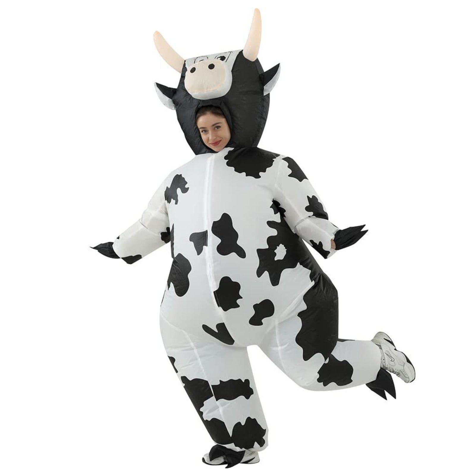 Inflatable Cow Costume, Funny Blow Up Animal Suit for Adults, Halloween Cosplay Outfit for Party, Parade, Carnival, Festival Dress Up