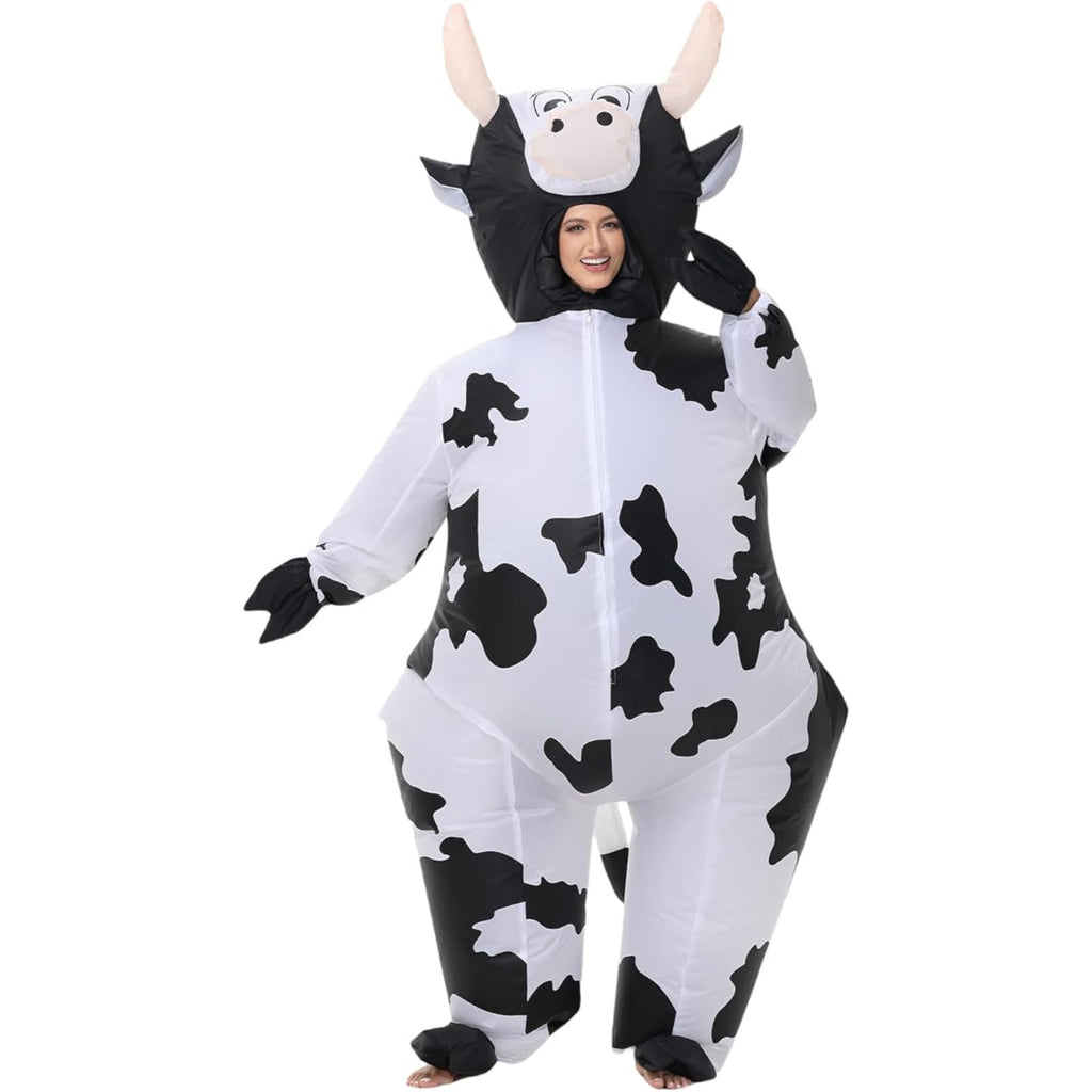 Inflatable Cow Costume, Funny Blow Up Animal Suit for Adults, Halloween Cosplay Outfit for Party, Parade, Carnival, Festival Dress Up