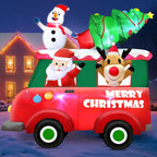 8 Fuß großer, aufblasbarer Weihnachts-LKW mit Weihnachtsmann, Schneemann, Rentier und Weihnachtsbaum