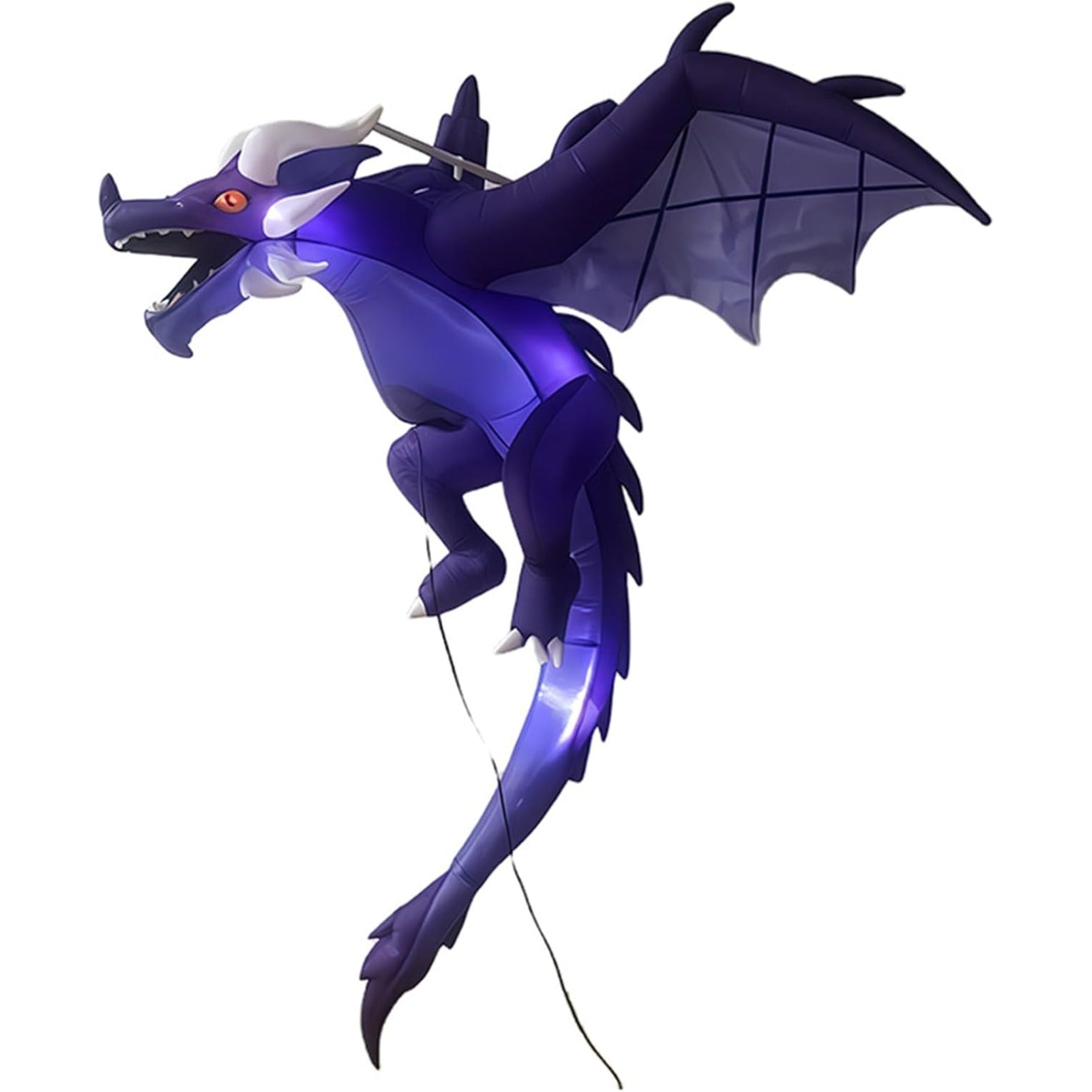 Halloween Hanging Inflatable Fire Dragon Decor, Made of Thick Waterproof Polyester with Warm White LED Lights, Blow Up Flying Dragon for Indoor Outdoor Party Yard Decoration