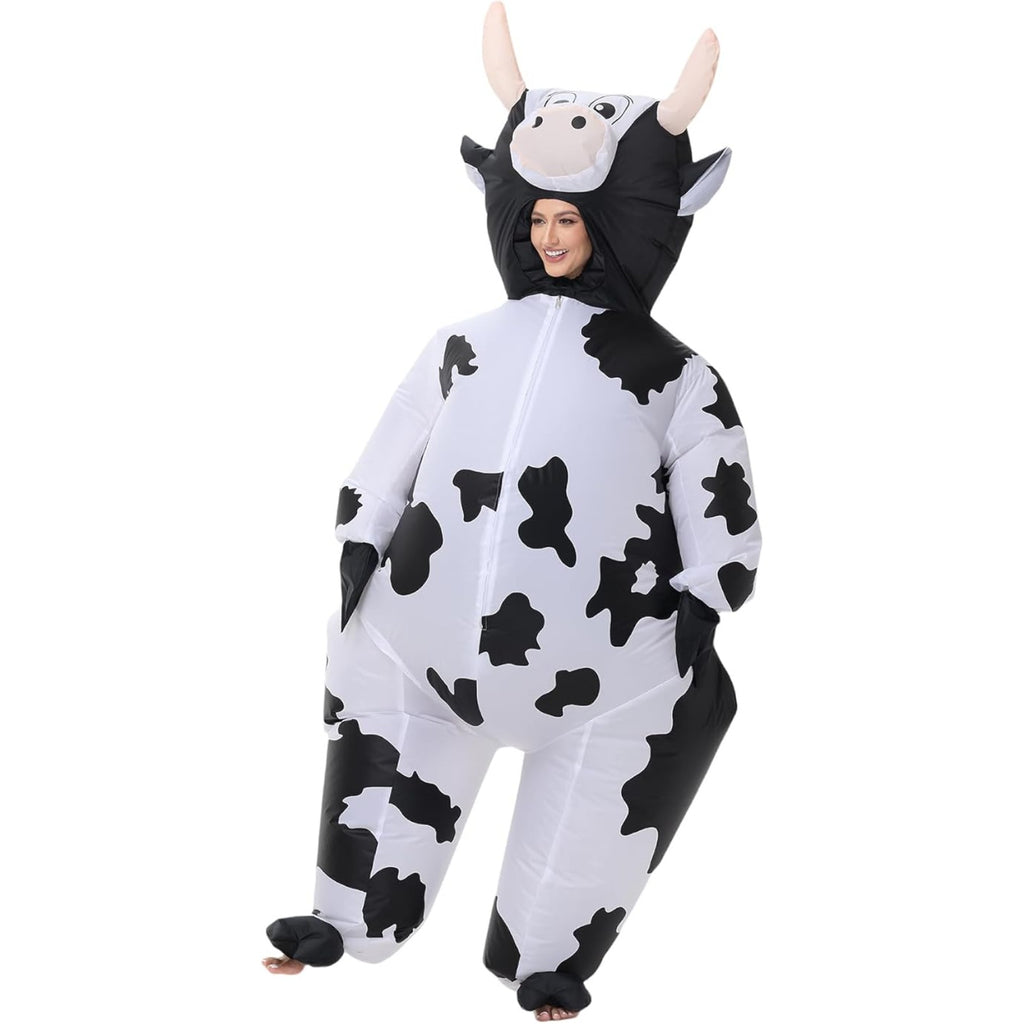 Inflatable Cow Costume, Funny Blow Up Animal Suit for Adults, Halloween Cosplay Outfit for Party, Parade, Carnival, Festival Dress Up
