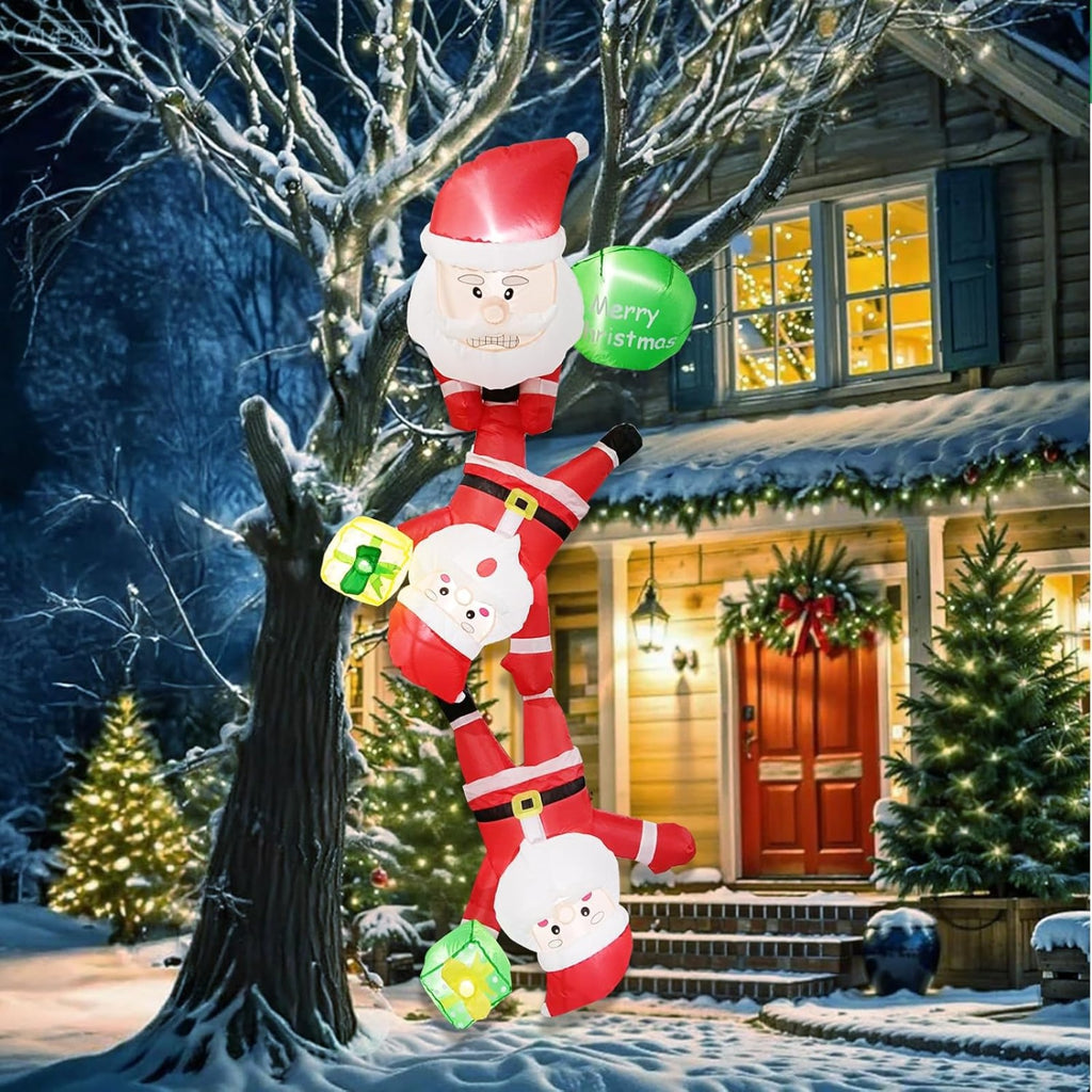 8FT Long Christmas Inflatable Decoration with Built-in LED Lights, Large Blow Up Holiday Yard Decor for Indoor Outdoor Lawn Garden Christmas Party