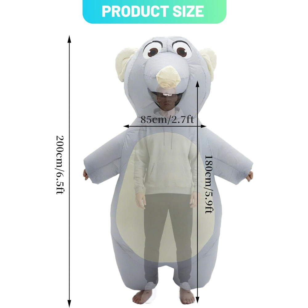 Inflatable Mouse Costume for Adult Blow up Mouse Costume Funny Halloween Party Cosplay Costume Suit