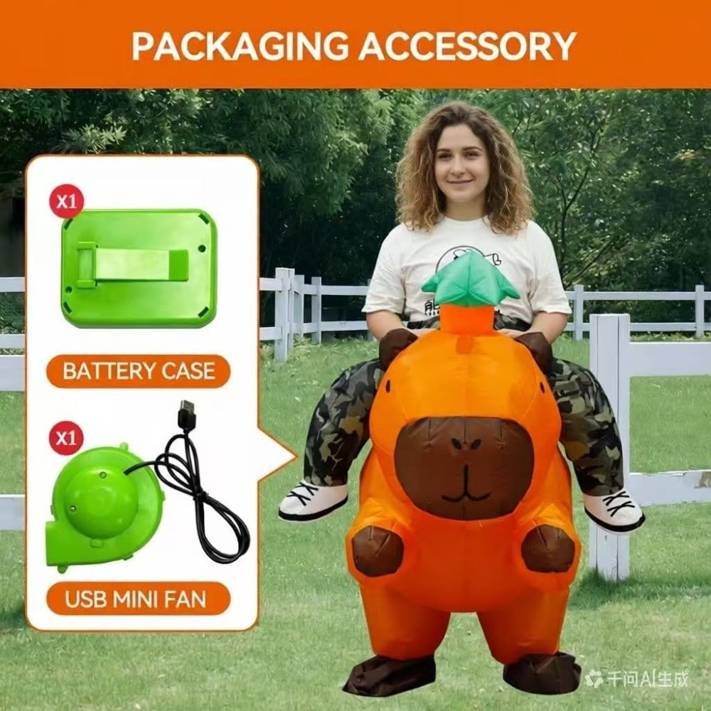 Capybara Costume for Adult, Funny Inflatable Ride On Capybara Costume Blow up Suits for Party Cosplay Halloween Costumes