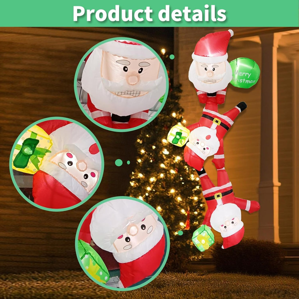 8FT Long Christmas Inflatable Decoration with Built-in LED Lights, Large Blow Up Holiday Yard Decor for Indoor Outdoor Lawn Garden Christmas Party