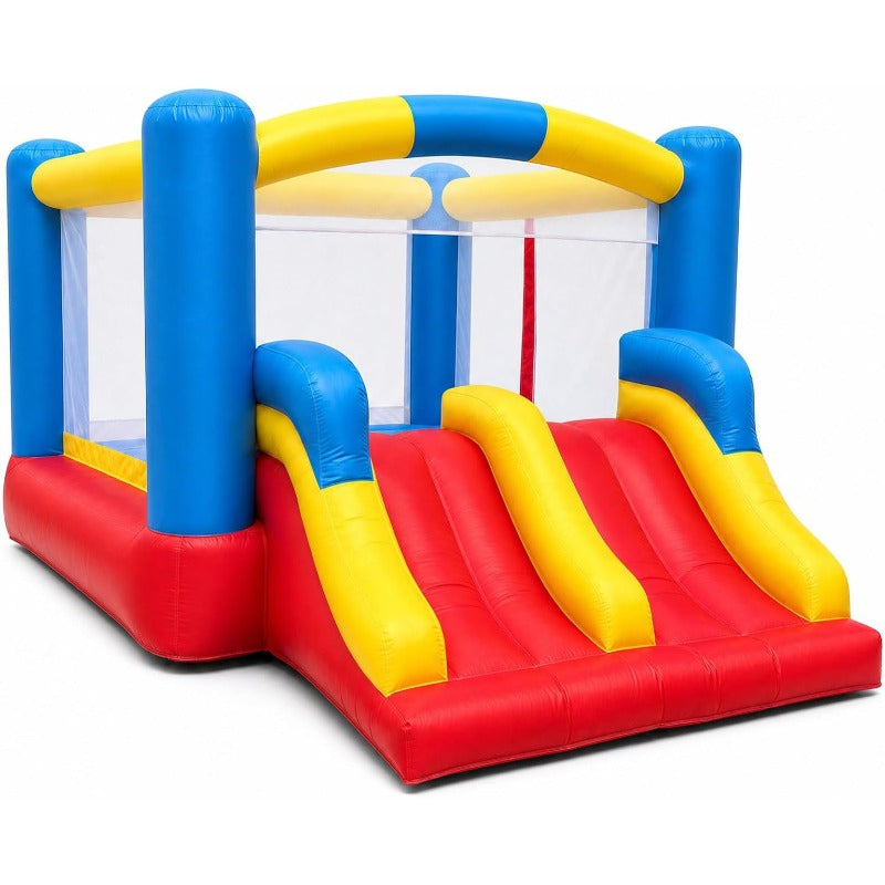 12FT Inflatable Bounce House with Double Slides & Basketball Hoop