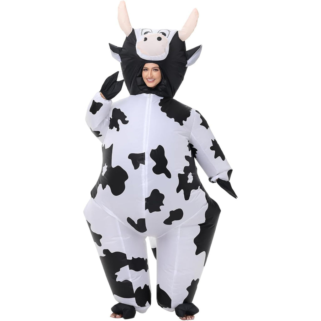 Inflatable Cow Costume, Funny Blow Up Animal Suit for Adults, Halloween Cosplay Outfit for Party, Parade, Carnival, Festival Dress Up