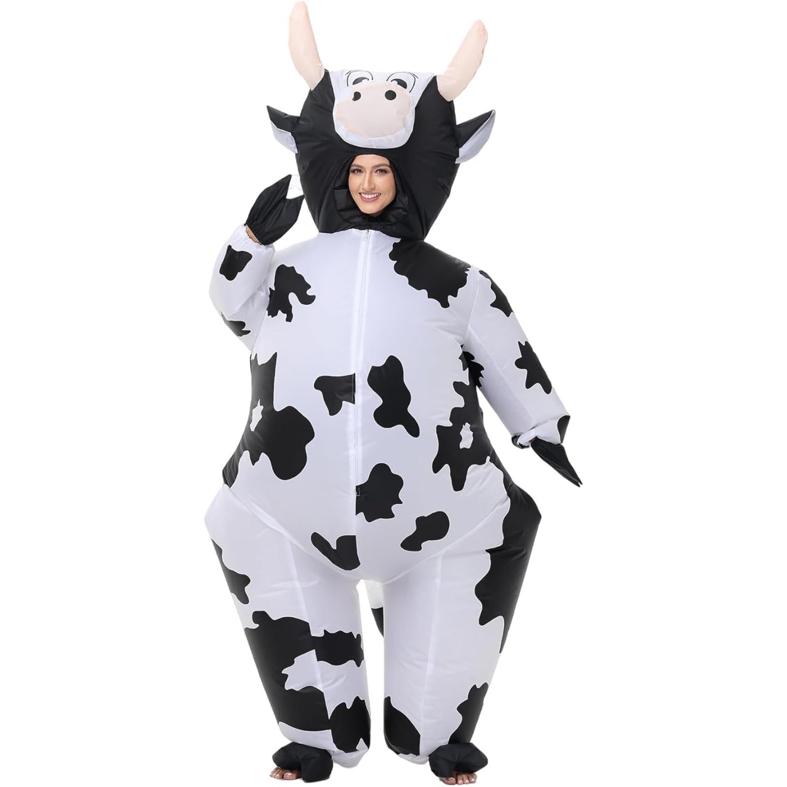 Inflatable Cow Costume, Funny Blow Up Animal Suit for Adults, Halloween Cosplay Outfit for Party, Parade, Carnival, Festival Dress Up