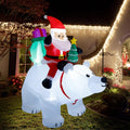 6 Ft Christmas Inflatable Santa Claus with Polar Bear and Tree, Made of Thick 210T Waterproof Polyester, Built-in LED Lights for Yard Lawn Garden Holiday Decor