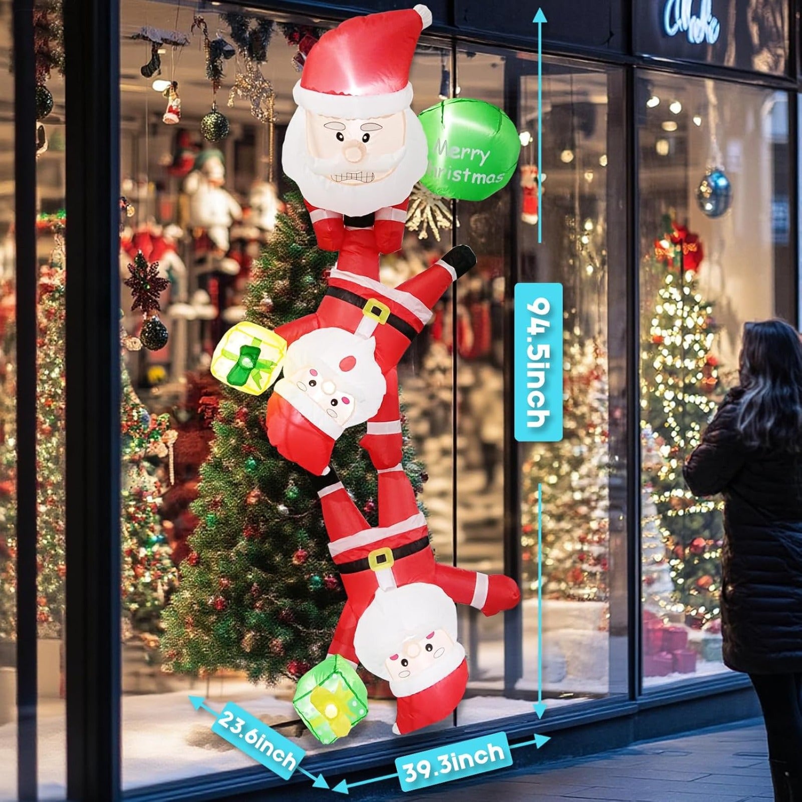 8FT Long Christmas Inflatable Decoration with Built-in LED Lights, Large Blow Up Holiday Yard Decor for Indoor Outdoor Lawn Garden Christmas Party