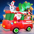 8FT Giant Christmas Inflatable Truck with Santa, Snowman, Reindeer and Christmas Tree, Built-in LED Lighted Blow Up Outdoor Decoration for Yard Lawn Garden Holiday Display