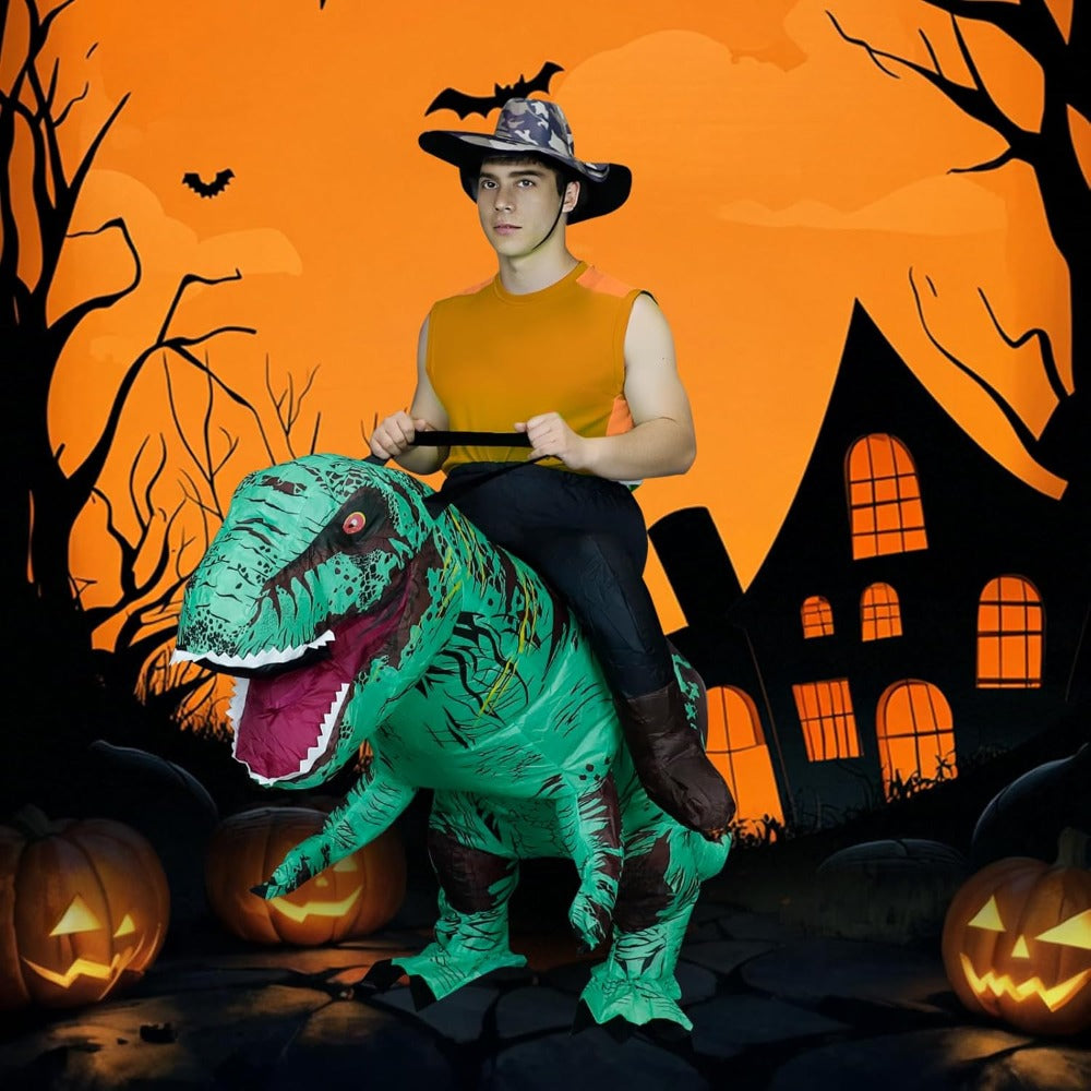 Inflatable Dinosaur Costumes for Adult T-REX Ride on Halloween Costume Funny Dino Blow up Costume