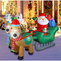6.7FT Christmas Inflatable Santa Sleigh with Two Reindeer and Gift Boxes, Built-in LED Lighted Blow Up Decoration for Yard Lawn Garden Outdoor Holiday Display