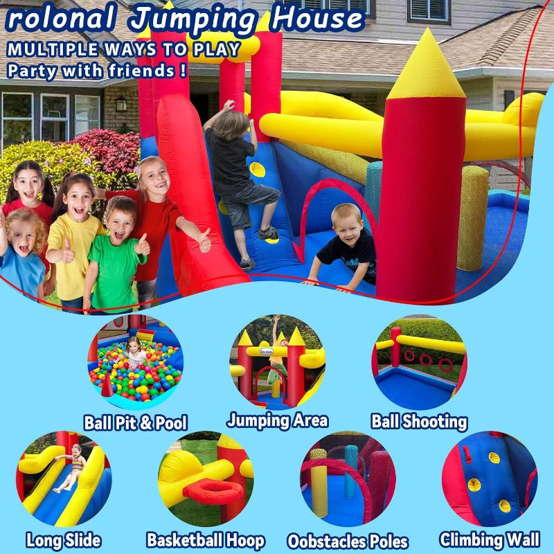 Bounce House, Inflatable Bouncer with Air Blower for Kids 3-10
