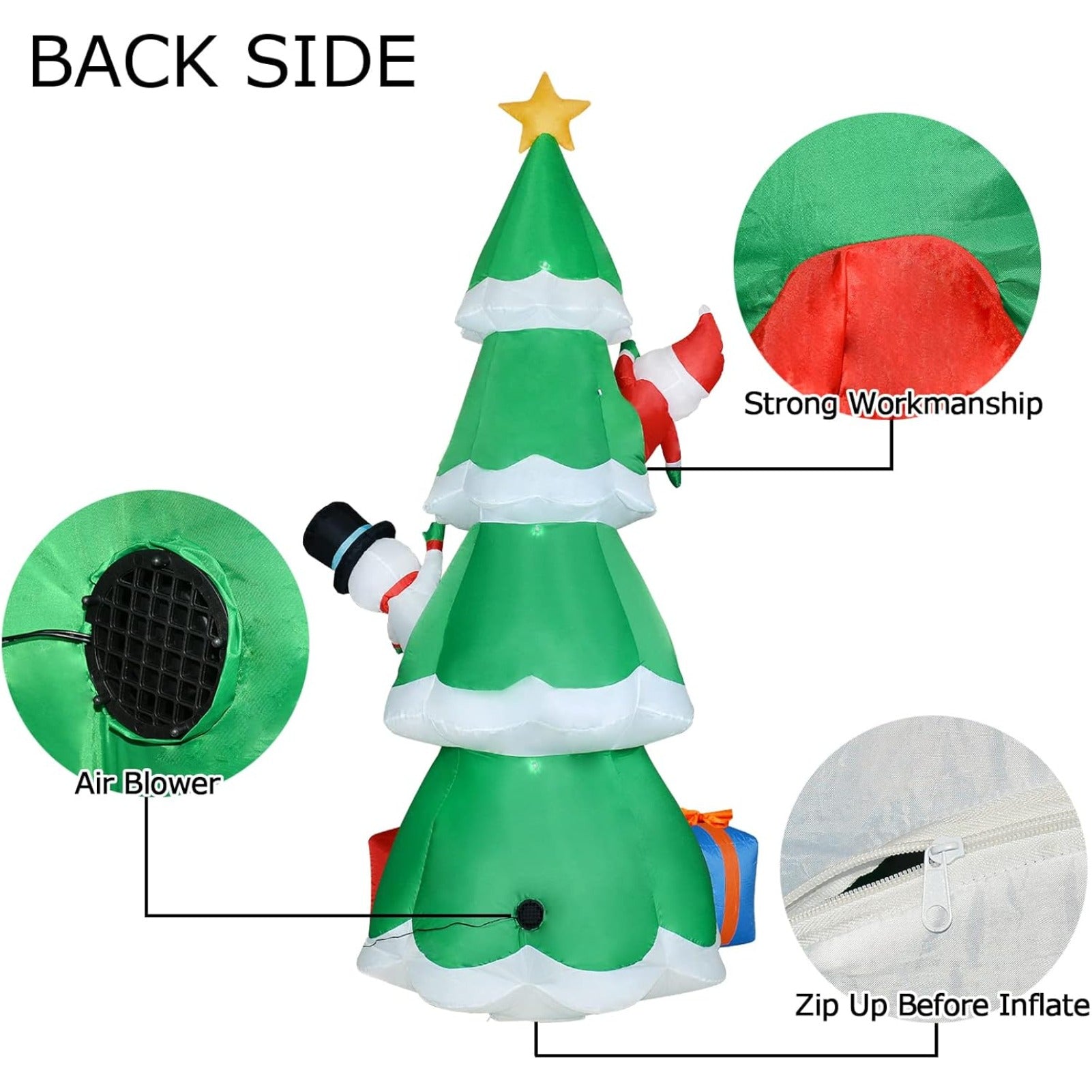 9FT Christmas Inflatable Tree with Built-in LED Lights, Large Blow Up Christmas Decoration with Star and Multicolor Gift Boxes for Indoor Outdoor Yard Garden Lawn Party Decor